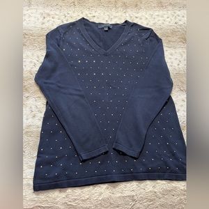 Tommy Hilfiger gold tone navy blue sweater